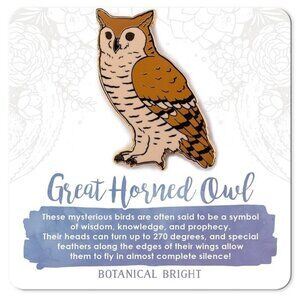 Great Horned Owl Enamel Pin - Gold Plated Nature Jewelry -‎ Wildlife Brooch